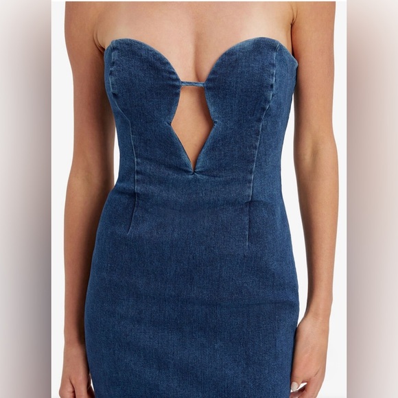 Bardot Eleni Strapless Denim Midi Dress – Dark Wash, Size 6 NWOT - Picture 6 of 12